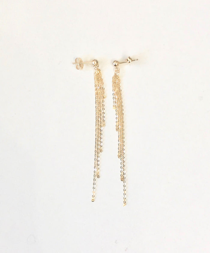 14k Solid Gold tassel earrings