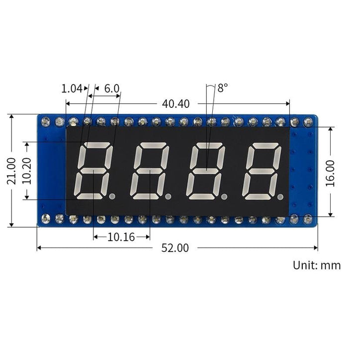 4-Digit 8-Segment Display Module for Raspberry Pi Pico by Waveshare - The Pi Hut