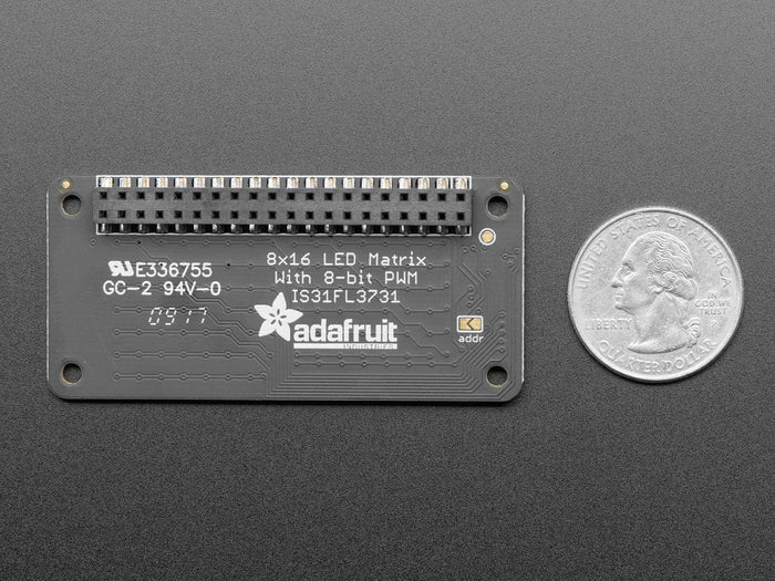 Adafruit CharliePlex LED Matrix Bonnet - 8x16 Yellow LEDs by Adafruit - The Pi Hut