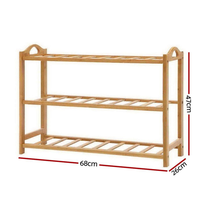 Artiss 3 Tiers Bamboo Shoe Rack Storage Organiser Wooden Shelf Stand Shelves -Home Living Store - -