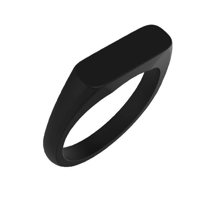 Bar Ring Signet Silicone Ring - Obsidian