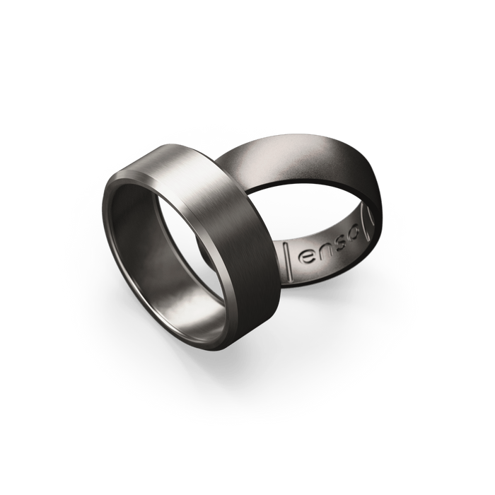 Hybrid Bevel Ring - Titanium and Platinum