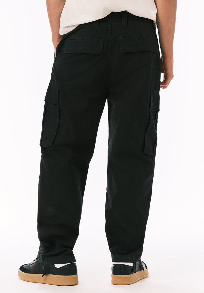 Buffalo Men Pants Black Denim Denim Pants Cargo Pockets