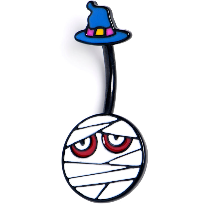 Black Witch Hat Mummy Halloween Double Mount Belly Ring