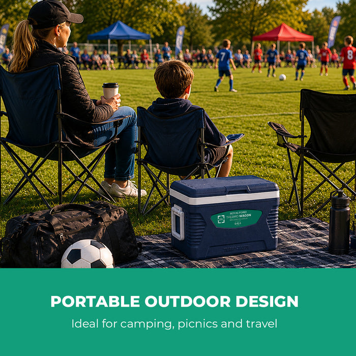 Blue 25L Insulated Cooler Box Ice Chest With Side Handles