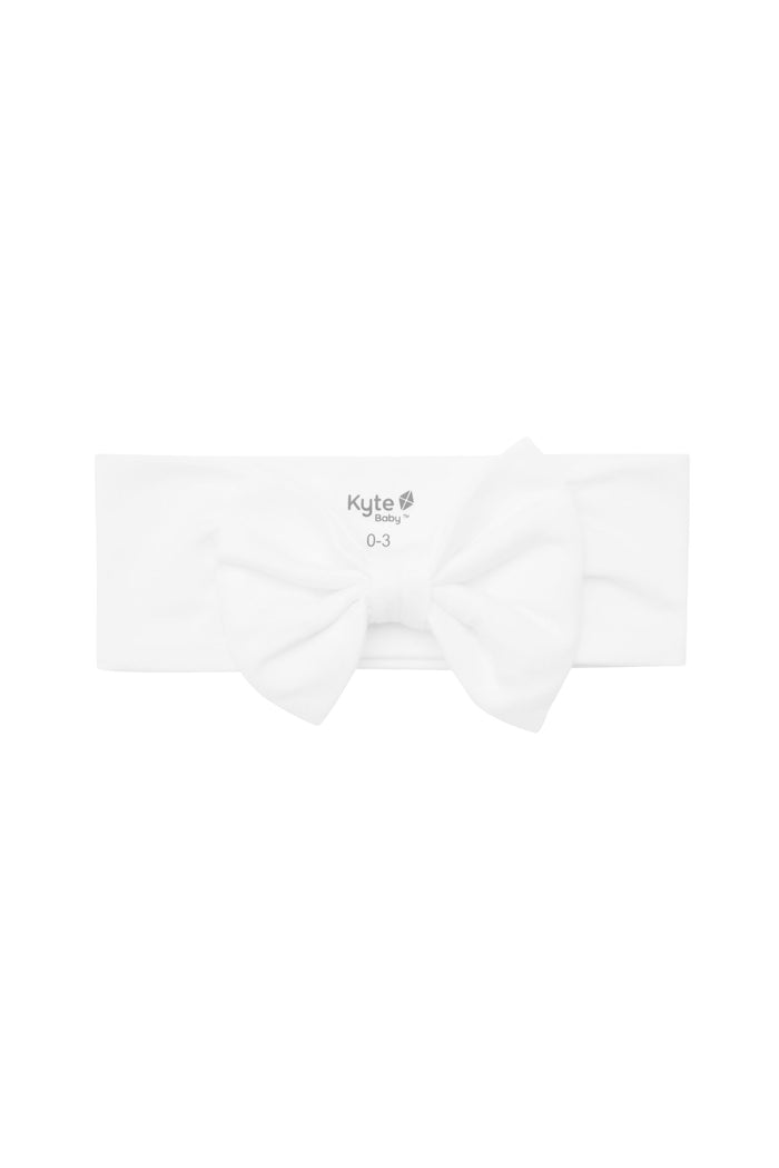 White Bow Headband in Cloud