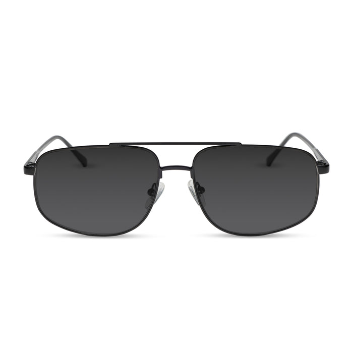 diff eyewear featuring the charley navigator prescription sunglasses with a shiny black frame front view