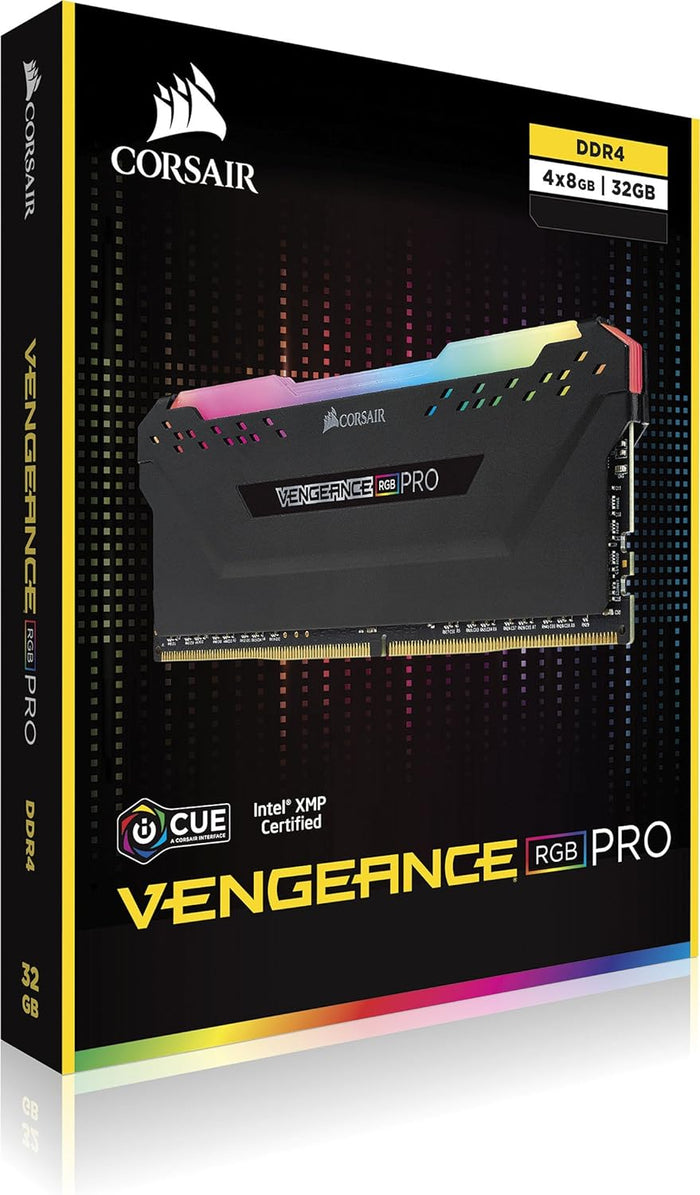 CORSAIR VENGEANCE RGB PRO 32GB 4x8GB DDR4 2666MHz C16 LED Desktop Memory Black