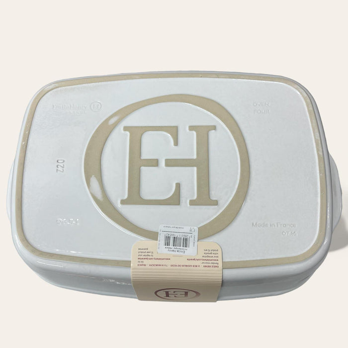 Emile Henry France Ovenware Ultime Rectangular Baking Dish 16.5 x 10.6 Flour White