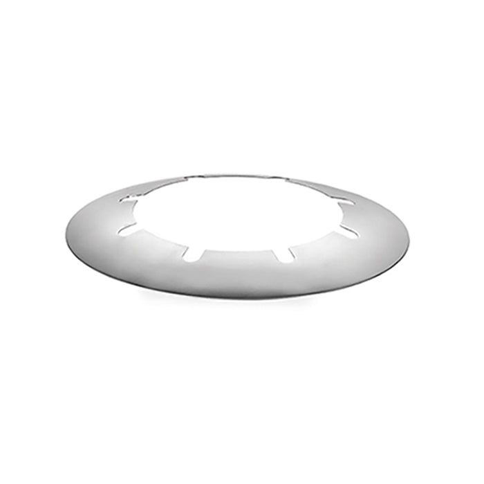 Der Unold Gabelring für RACLETTE 48726 ist ein runder, flacher Metallring mit breitem Außenrand und mehreren gleichmäßig verteilten Innenkerben, abgebildet auf weißem Grund.
