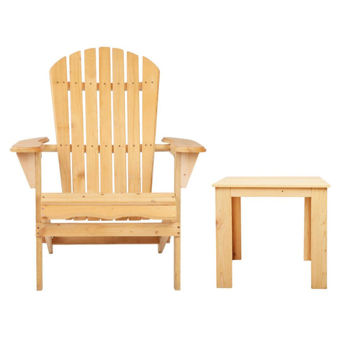 Gardeon 3 Piece Wooden Outdoor Beach Chair and Table Set -Home Living Store - -
