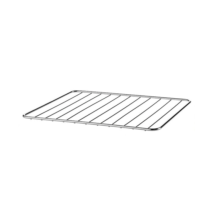 Der Unold Gitterrost für OFEN Kombi 68845 ist ein rechteckiges Metall-Abkühlgitter mit parallelen Stäben und erhöhtem Rand, ideal zum Backen oder Abkühlen von Speisen. Abgebildet vor einem schlichten weißen Hintergrund.