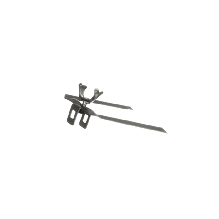 Die Unold Hähnchengabel für OFEN 68817 ist ein Grillspieß aus Metall mit zwei Zinken und Drehmechanismus, ideal zum sicheren Halten und Wenden von Speisen beim Garen auf dem Grill oder im Backofen.