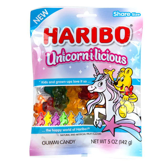 Haribo Unicorn I Liscious Gummy Candy Peg Bag - 12 Count