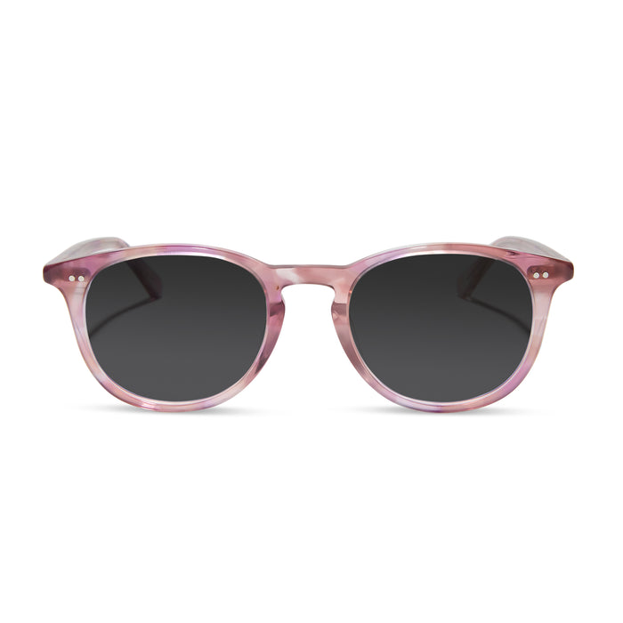 diff eyewear featuring the jaxson square prescription sunglasses with a fleur pink tortoise frame front view