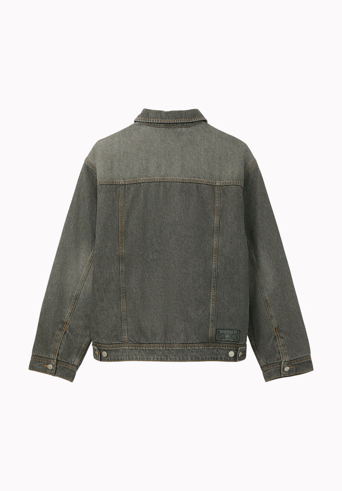 Joe Men's Oversized Stretch Denim Trucker Jacket, Black Worn - BM26304