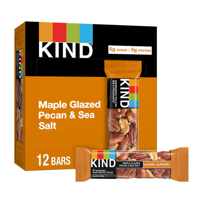 Kind Maple Glazed Pecan And Sea Salt 1.4oz Bar - 12ct