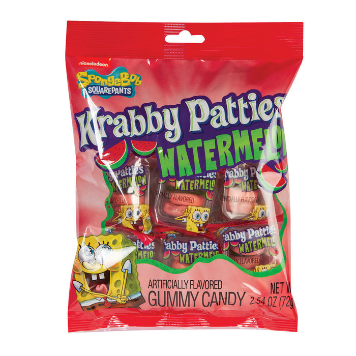 Krabby Patties Watermelon Gummy Candy Peg Bag - 12 Count