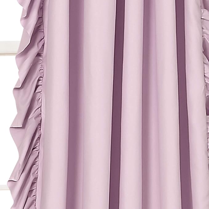 Lush Decor Reyna Ruffle Window Curtain Panel Set, Pair, 54" W x 84" L, Lilac - Flowy Curtain Set - Romantic Ruffle Curtains for Bedroom, Living room, or Dining Room - Farmhouse & Cottage Home Decor