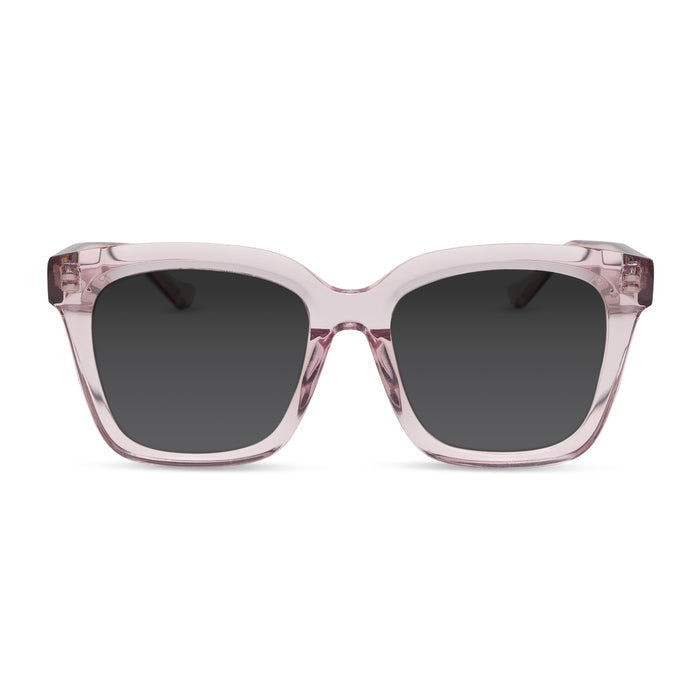 diff eyewear featuring the meredith square oversized prescription sunglasses with a rose crystal frame acetate front view