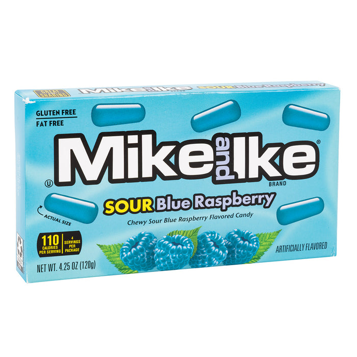 Mike and Ike Sour Blue Raspberry Candy Theater Box - 12 Count