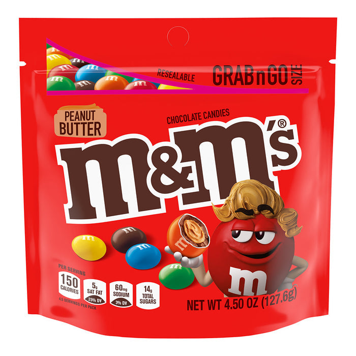 M&M's Peanut Butter Chocolate Candy Stand Up Bags - 8 Count