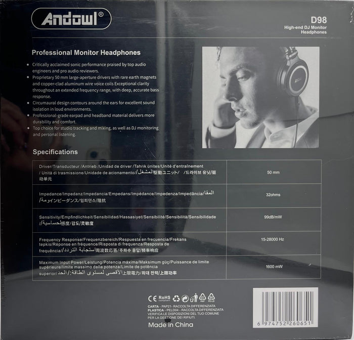 Monitor Headphones-Andowl/D98/DJ