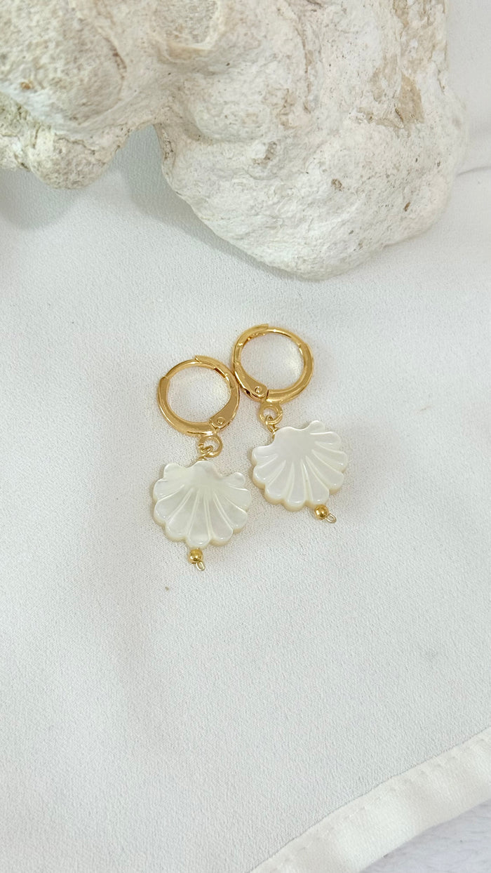 Mother of pearl shell huggy earrings
