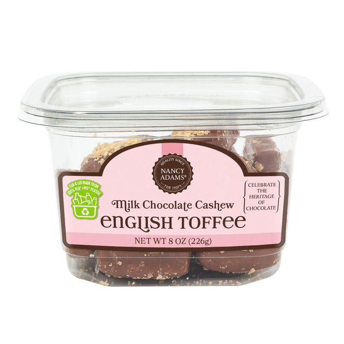 Nancy Adams Milk Chocolate English Toffee 8oz Tub - 12ct