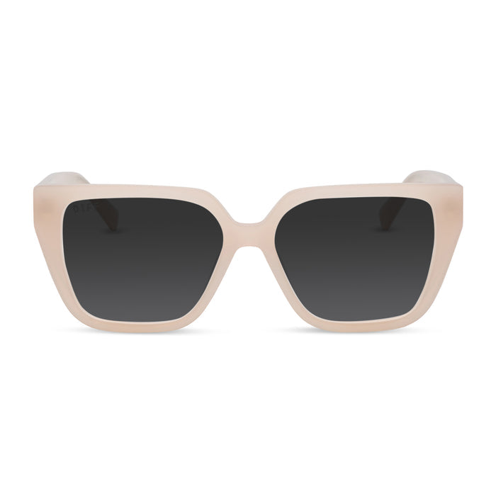 diff eyewear featuring the olive square prescription sunglasses with a milky blush acetate frame front view