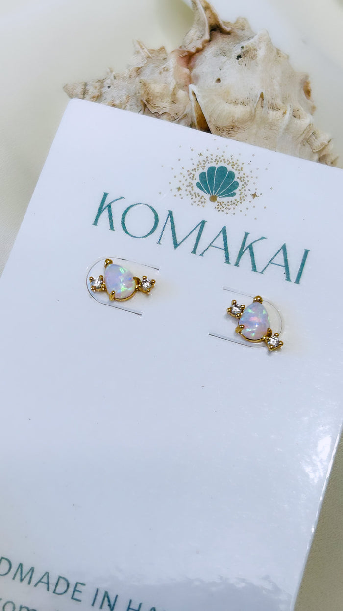 Opal x CZ stud earrings