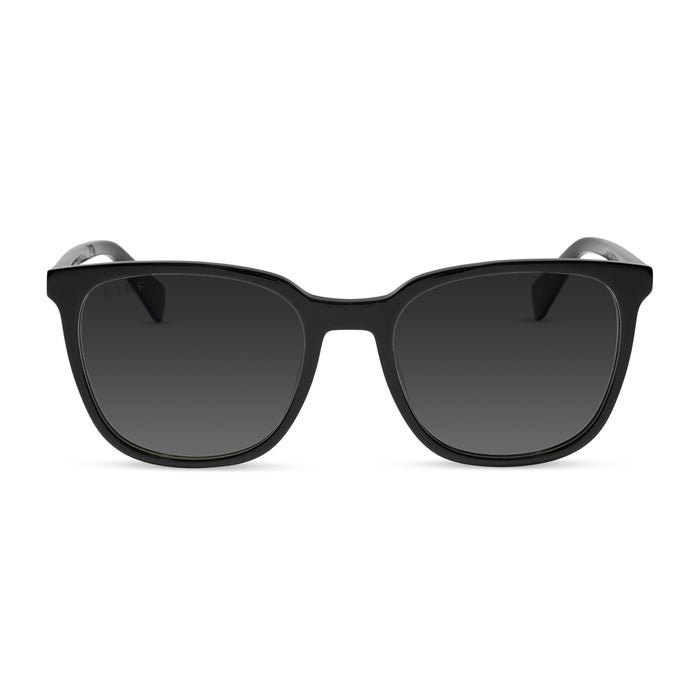diff eyewear featuring the parker square prescription sunglasses with a black frame front view
