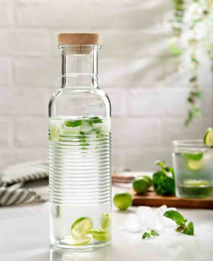 Pasabahce 1Lt Hoop Glass Bottle with Cork Lid - Clear