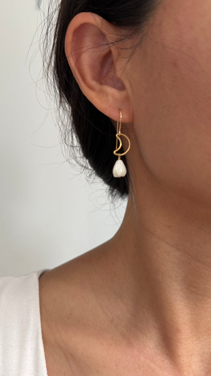 Pikake x moon earrings