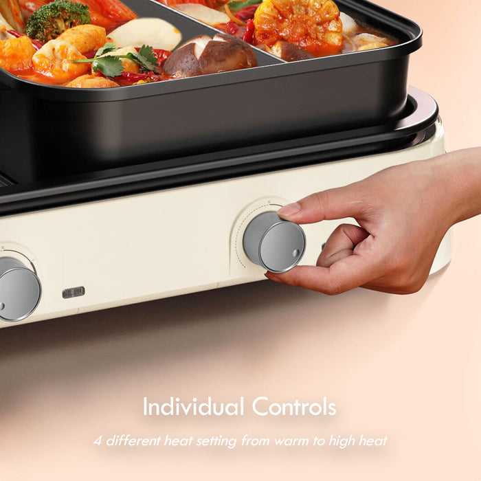 PowerPac Steamboat with BBQ Grill, 2 in 1 Multi Cooker with Non-stick YuanYang pot (PPMC797)