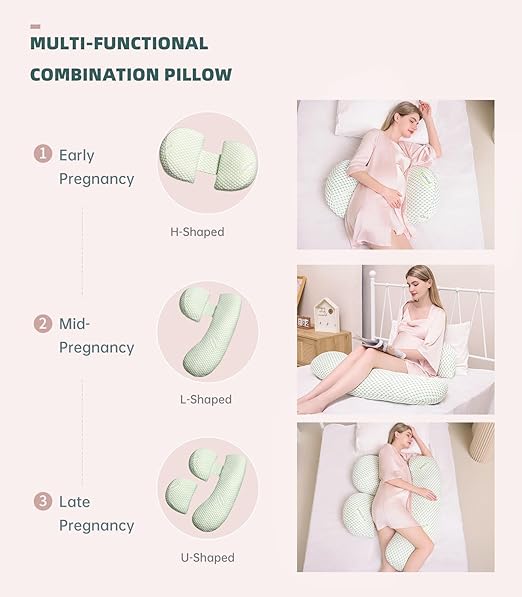 Pregnancy Pillow for Pregnant Women, Soft Pregnancy Body Pillow,Support for Back, Hips, Legs, Maternity Pillow with Detachable and Adjustable Pillow Cover