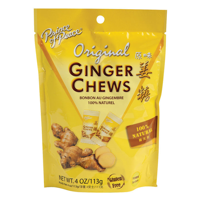 Prince Of Peace Ginger Chew Candy Original Flavor - 12 Count Pouches