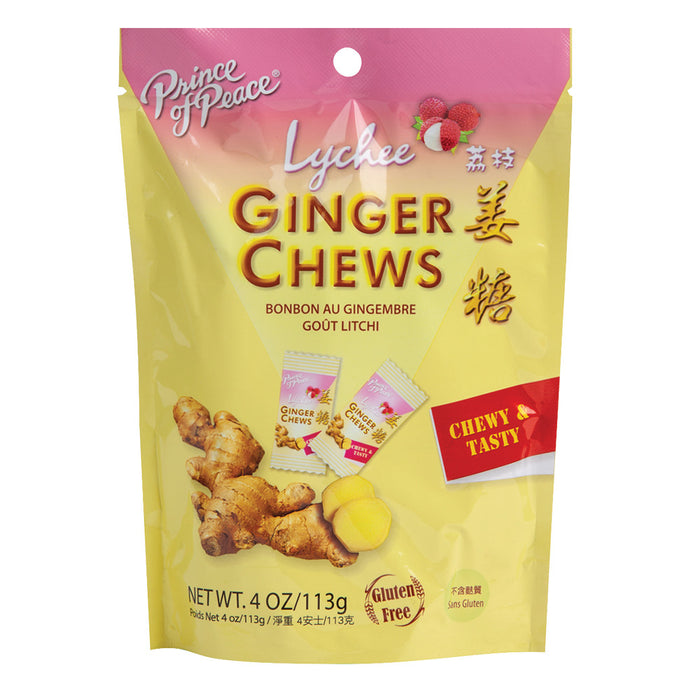 Prince Of Peace Ginger Lychee Candy Chews - 12 Count Pouches
