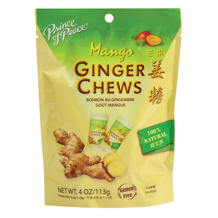 Prince Of Peace Mango Ginger Chews Candy - 12 Count Pouches