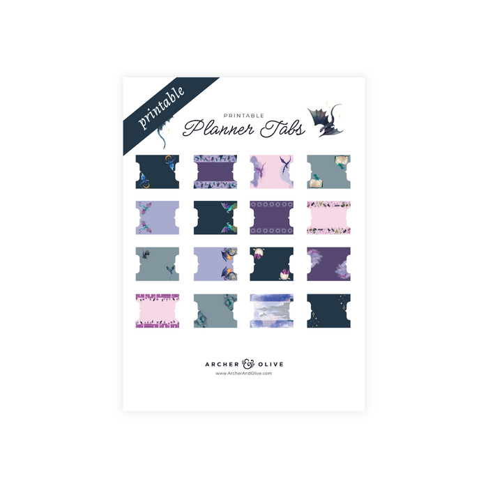 Printable Planner Tabs: Dragon Spire - Archer and Olive