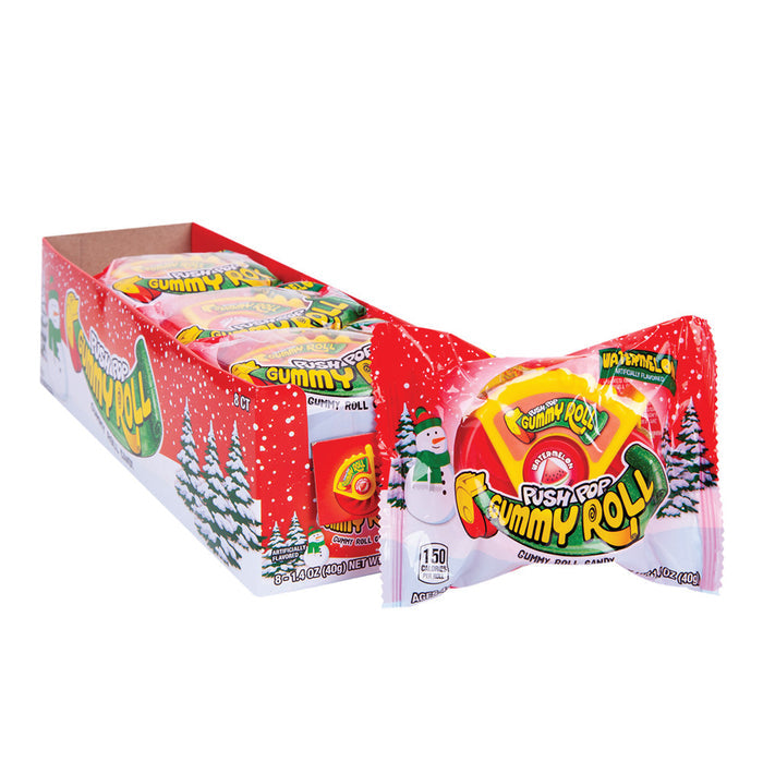 Push Pop Christmas Gummy Roll Candy - 24 Count