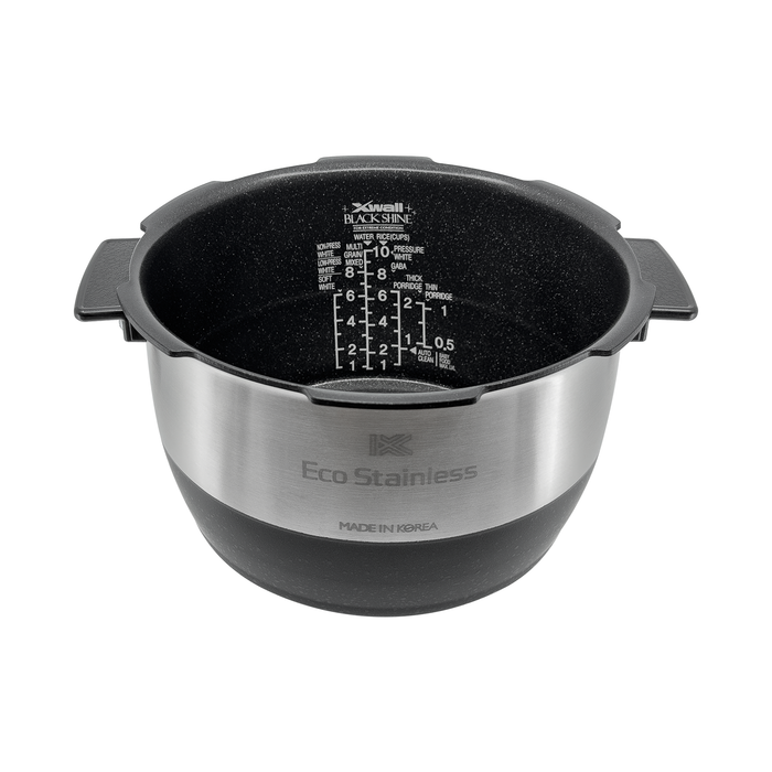 Cuckoo Eco Stainless X-Wall Black Shine replacement inner pot with interior graduated water level markings. (INNERPOT-CRP-CH10)