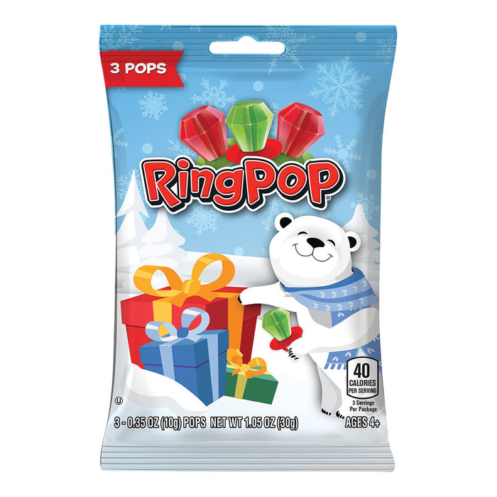 Ring Pop Christmas Lollipop Peg Bag 3 Pieces - 12 Count