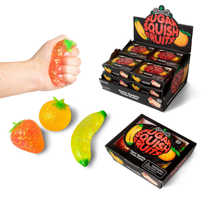 Scrunchems Sugar Squish Fruits 2.5 Inch Squishy Sensory Toy - Set of 3