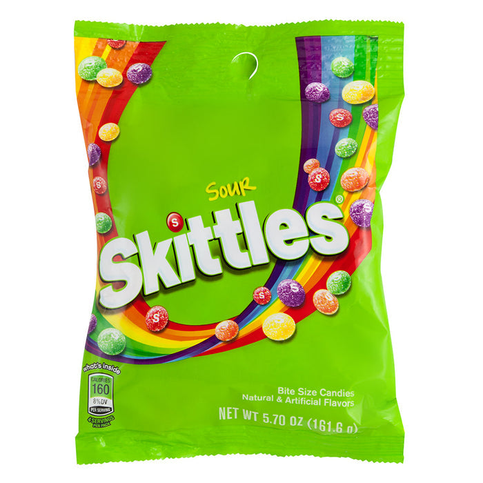 Skittles Sour Gummy Candy Peg Bag - 12 Count