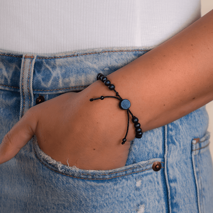 6mm Beaded Bracelet - Black Pearl