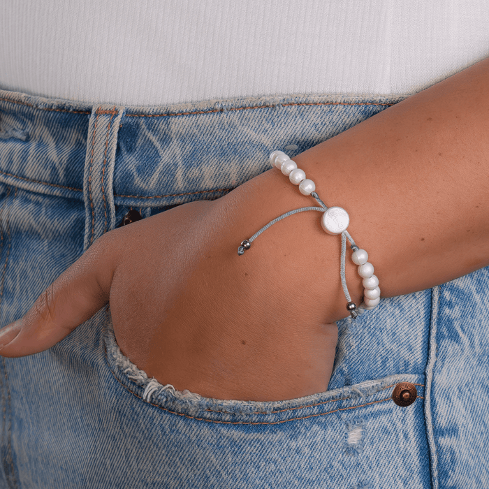 6mm Beaded Bracelet - Pearl