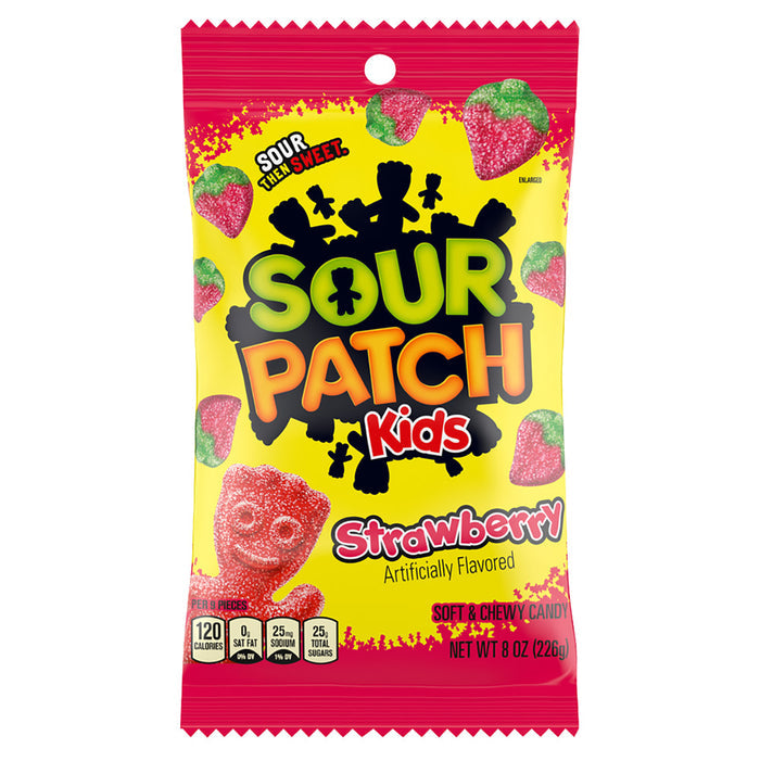 Sour Patch Kids Strawberry Gummy Candy Peg Bag - 12 Count