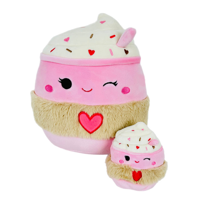 Squishmallow 8 Inch/3.5 Inch Jenny the Heart Latte 'Mallows & Minis Valentine Plush Toy Set