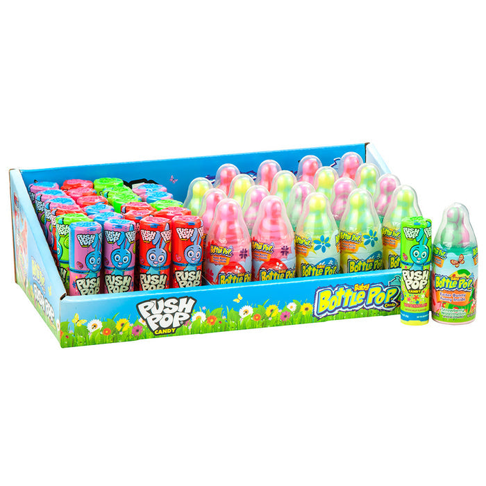 Topps Baby Bottle Pop and Push Pop Easter Candy Display - 44 Count